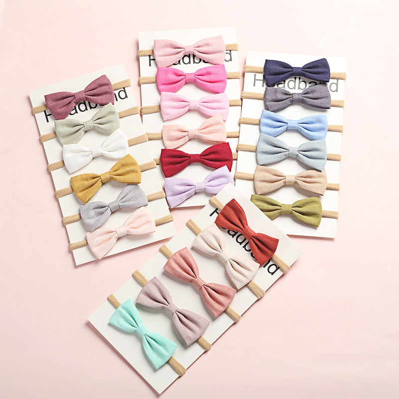 Girl's Bow Hair Tie / Headband 6 Pcs Set