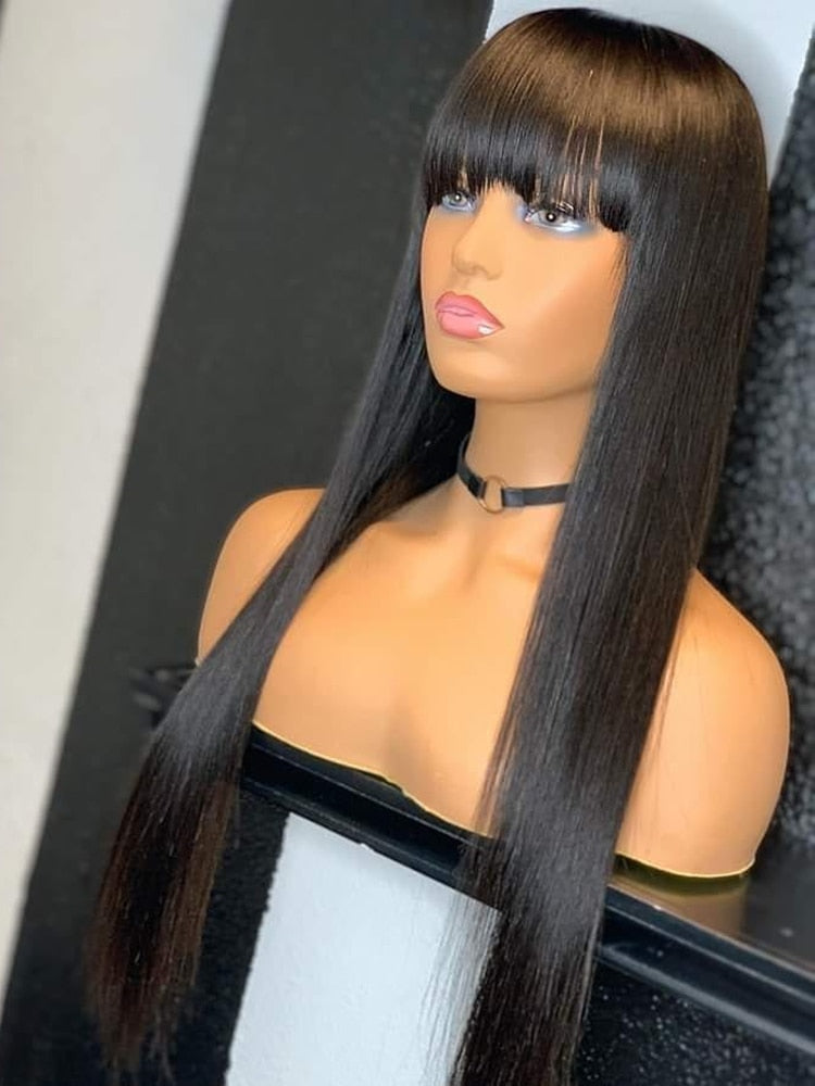 100% Human Hair Wig with Bang