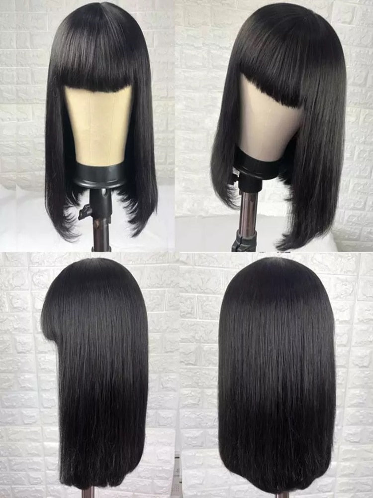 100% Human Hair Wig with Bang