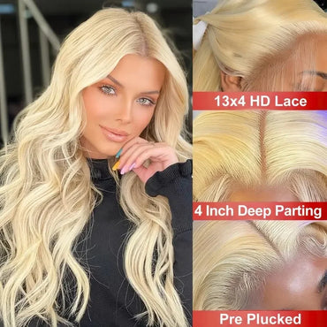 Cheap 13x4 Blonde Body Wave Lace Front Wigs Human Hair Pre Plucked Full & Thick 613 HD Lace Frontal Wig with Baby Hair for Women