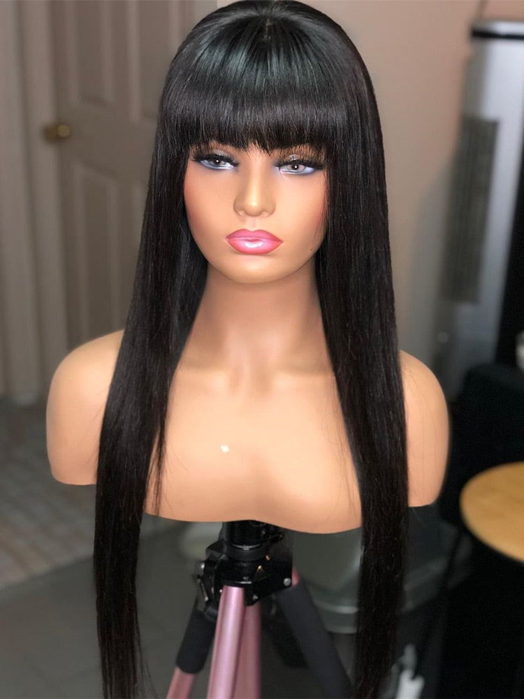 100% Human Hair Wig with Bang