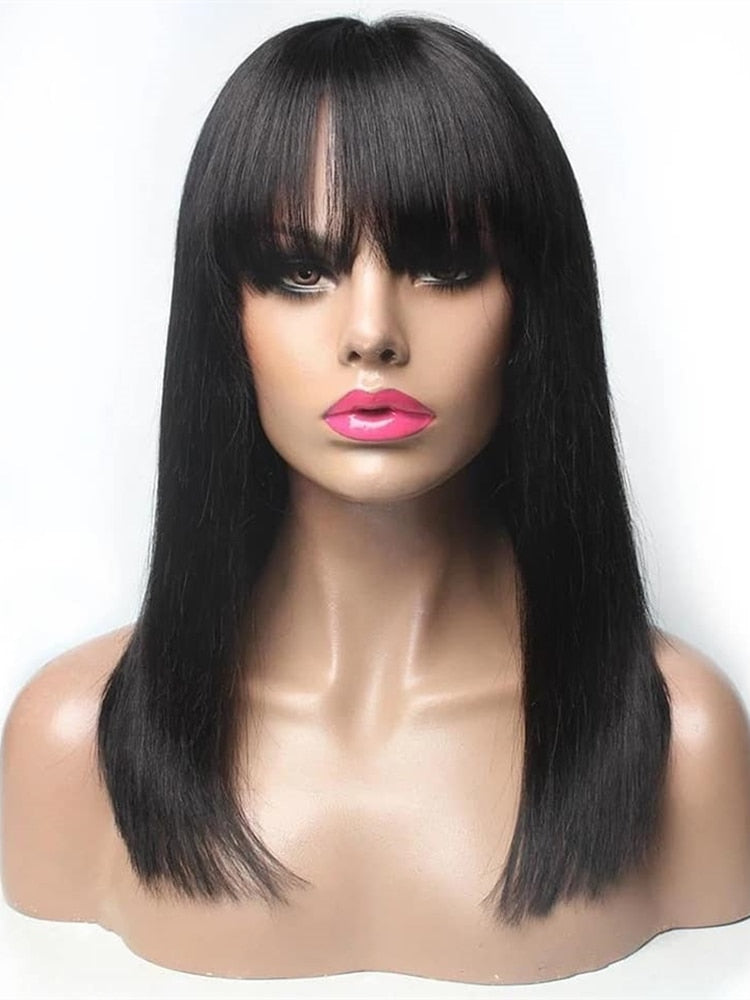 100% Human Hair Wig with Bang